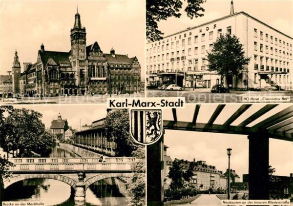 Karl-Marx-Stadt Rathaus HO Hotel Chemnitzer Hof Brücke