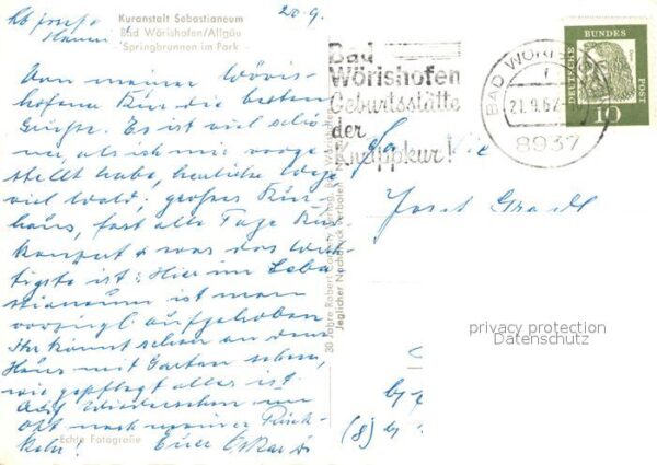 Bad Woerishofen Kuranstalt Sebastianeum Springbrunnen P – Bild 2