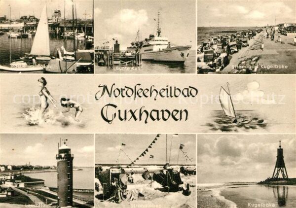 Cuxhaven Nordseebad Bunte Kuh Strandbad Kugelbake Leuchttur