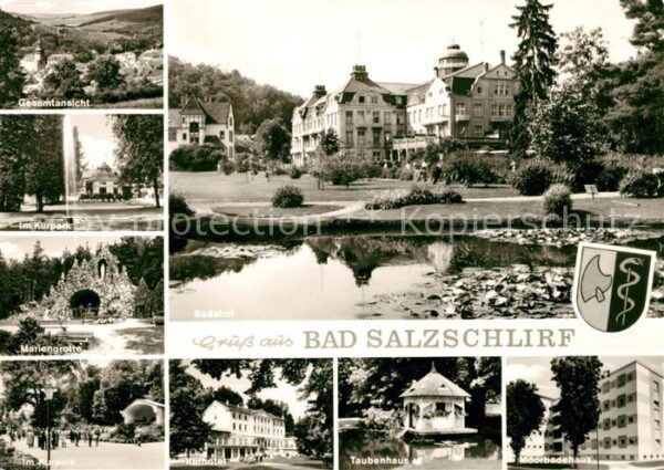 Bad Salzschlirf Kurpark Mariengrotte Taubenhaus Moorbad