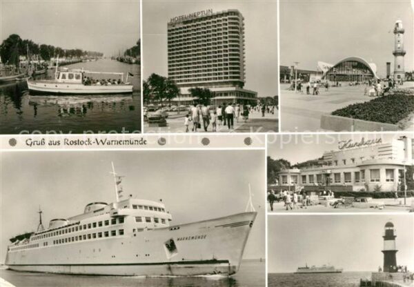 Warnemuende Ostseebad Kurhaus Hotel Neptun Fährschiff Leuchtt