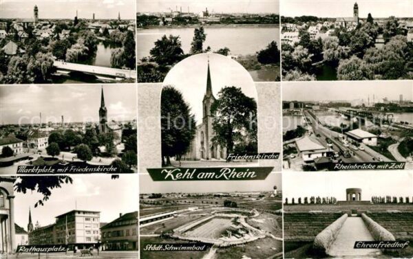 Kehl Rhein Marktplatz Friedenskirche Rheinbrücke Z