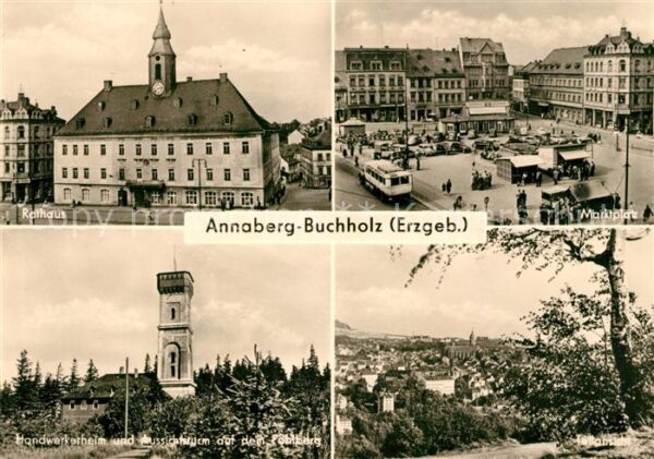 Annaberg-Buchholz Erzgebirge Rathaus Marktplatz Handerkerheim Aussic
