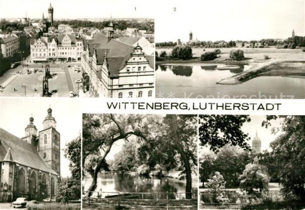 Wittenberg Lutherstadt Marktplatz Schlosskirche Elbbrücke Stad