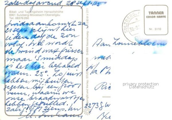 Moosbach Sulzberg Bibel und Erholungsheim Hensoltshöhe Pa – Bild 2