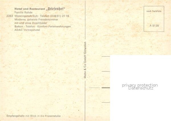 Wenningstedt Sylt Hotel Restaurant Friesenhof – Bild 2