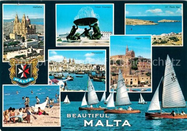 Malta Mellieha Triton Fountain St Pauls Bay M