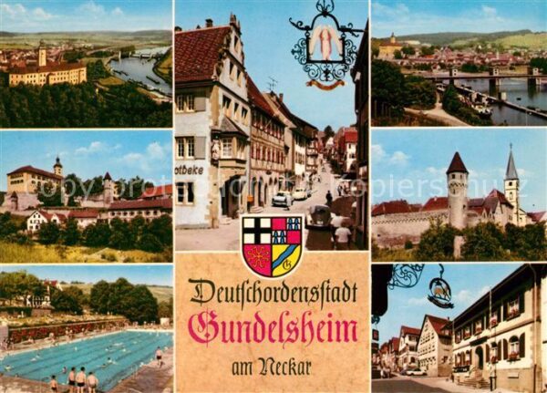 Gundelsheim Neckar Schloss Schwimmbad Brücke Stadtansicht