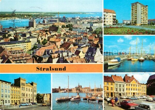 Stralsund Mecklenburg Vorpommern Panorama Leninplatz Hafen Heinrich Hein