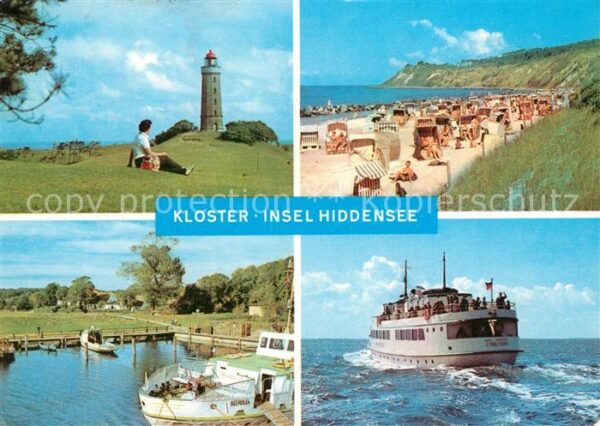 Insel Hiddensee Kloster Leuchtturm Strand Fährschiff