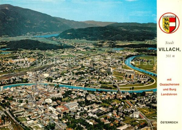 Villach Kaernten Fliegeraufnahme Ossiachersee Burg Lands