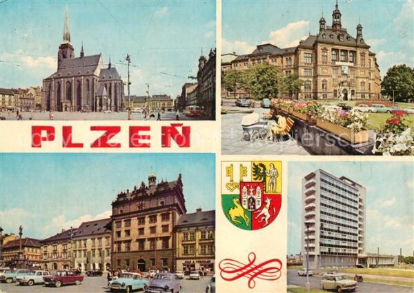 Plzen Pilsen Kirche Schloss Rathaus Bahnhof