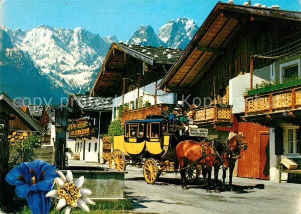 Postkutsche Frühlingstrasse Höllental Zugspitze Gar
