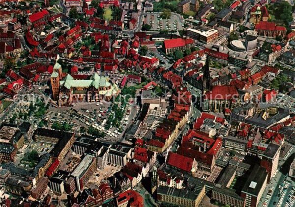 Muenster Westfalen Fliegeraufnahme mit Dom Lambertikirche