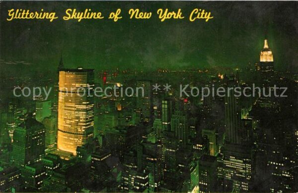 New York City Glittering Skyline showing Chrysler Pan