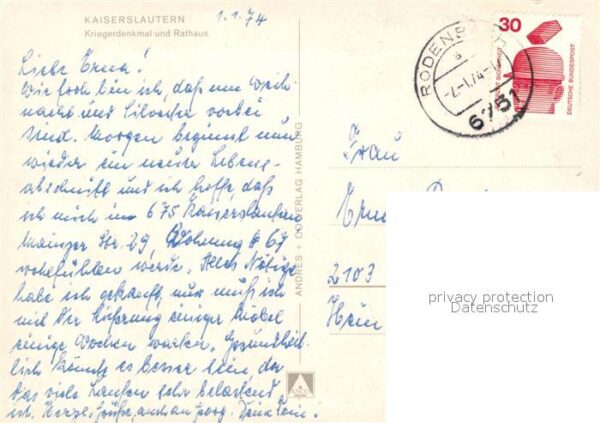 Kaiserslautern Kriegerdenkmal und Rathaus – Bild 2