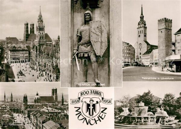 Muenchen Marienplatz Heinrich der Löwe Peterskir