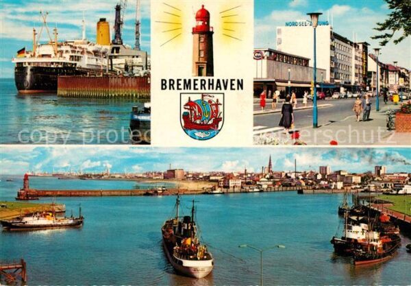 Bremerhaven Ozeandampfer Leuchtturm Strassenpartie