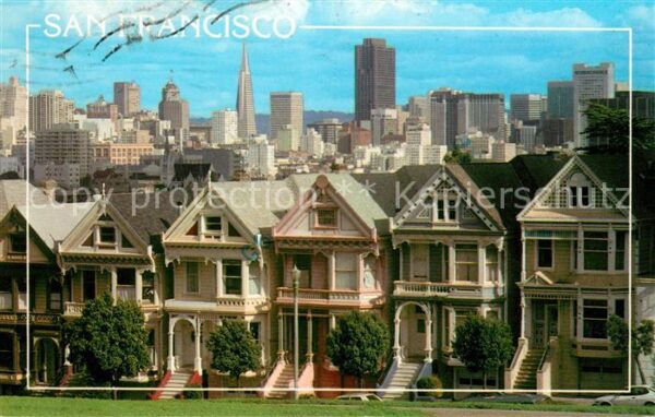 San Francisco California Alamo Square and the new modern buildin