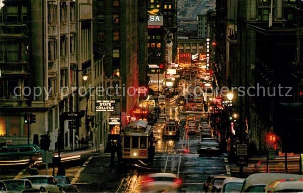 San Francisco California Busy Cable Cars Powell Street twilight