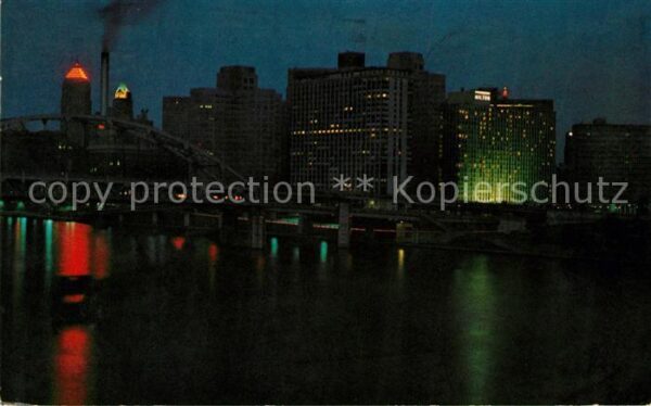 Pittsburg Pennsylvania City of Pittsburgh at night as seen fro