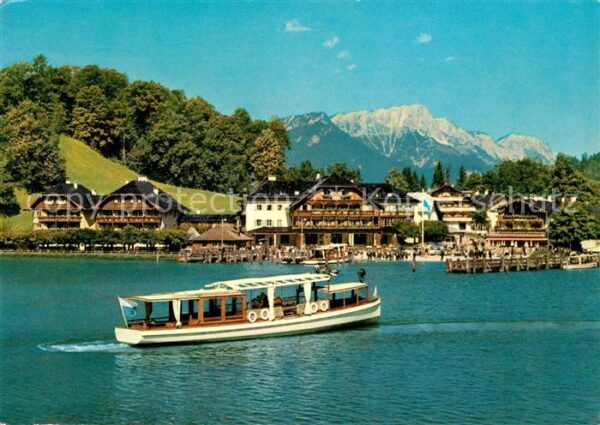 Koenigssee Seelände mit Untersberg Ausflugsdampfer