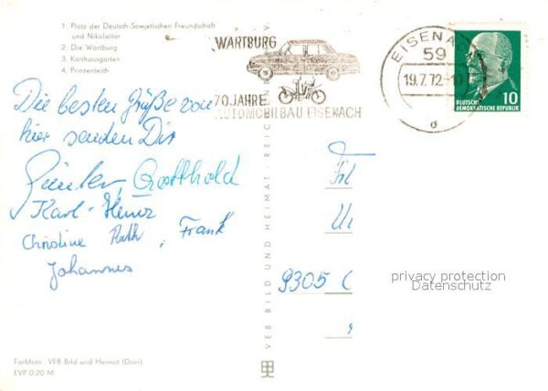 Eisenach Thueringen Platz der DSF Nikolaitor Wartburg Karth – Bild 2
