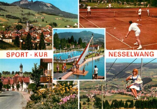 Nesselwang Teilansichten mit Kirche Freibad Tennis