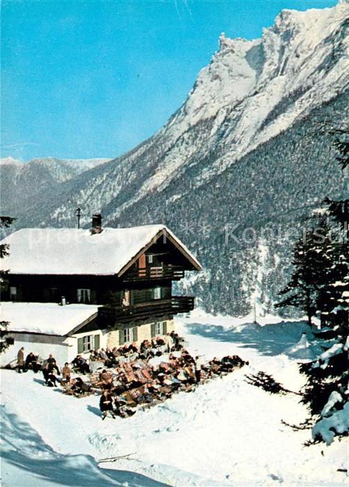 Mittenwald Bayern Gasthaus Gletscherschliff Winteraufnahm