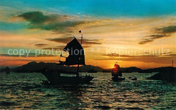 Hong Kong Sunset Fishing boat