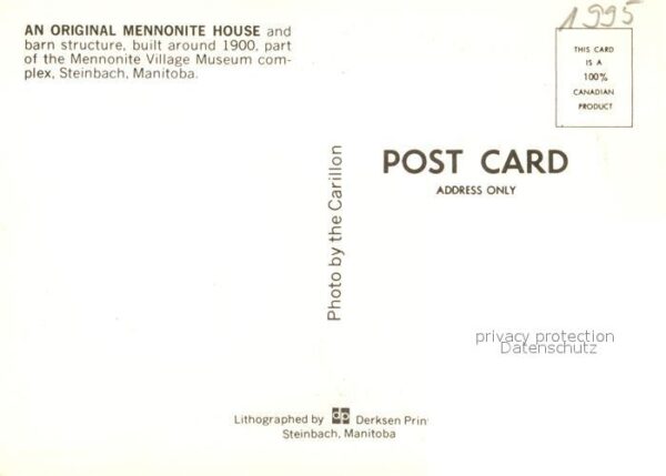 Steinbach Canada Original Mennonite Hous – Bild 2