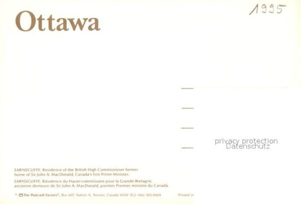 Ottawa Ontario Earnscliffe Residence of the British Hi – Bild 2