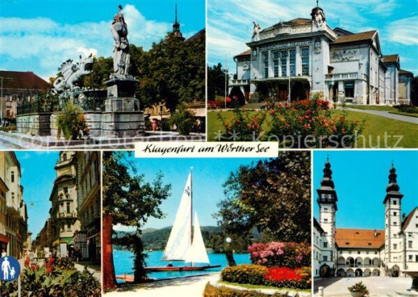 Klagenfurt Woerthersee Lindenwurmdenkmal Stadttheater Fussgäng