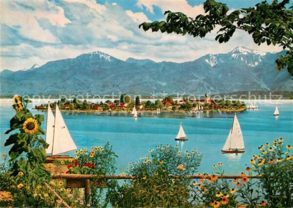 Fraueninsel Chiemsee mit Hochfelln und Hochgern