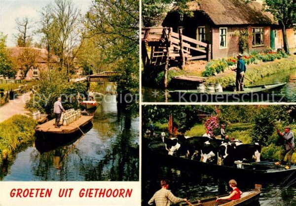 Giethoorn Milchlieferung mit Boot Rindertransport