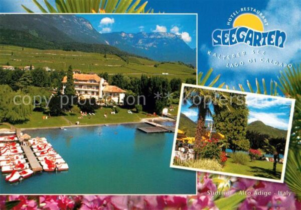 Kaltern Weinstrasse Tirol Fliegeraufnahme mit Kalterer See Hotel