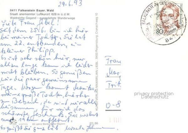 Falkenstein Oberpfalz Ansicht mit Burg Luftkurort Bayerischer – Bild 2