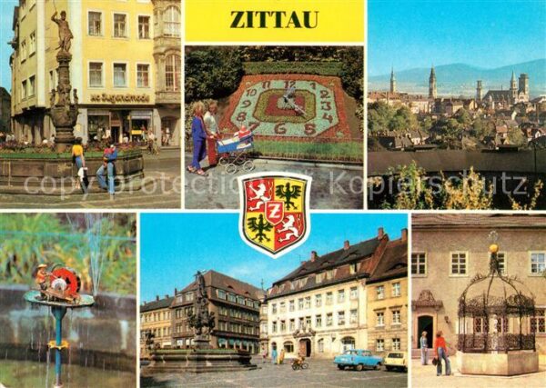 Zittau Rolandbrunnen Blumenuhr Schleifermännch