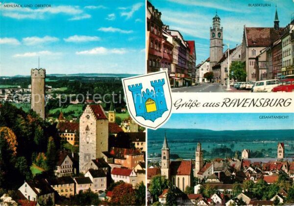 Ravensburg Wuerttemberg Mehlsack Obertor Blaserturm Stadtblick