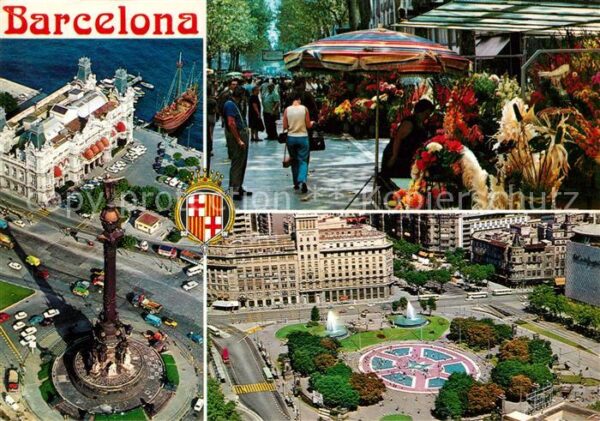 Barcelona Cataluna Monumento a Colon Ramblas Plaza de Cata