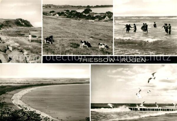 Thiessow Ostseebad Ruegen Küste Strand Brandungsbaden Mole