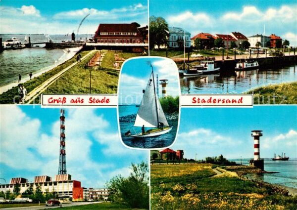 Stadersand Strand Hafen Leuchtturm