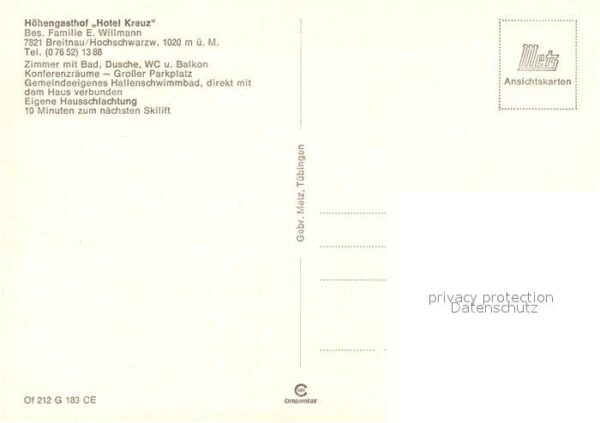Breitnau Gasthaus Hotel Kreuz Familie E. Willman – Bild 2