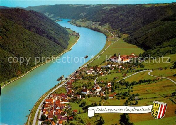 Engelhartszell Donau Oberoesterreich Fliegeraufnahme mit Trappistenkloster E