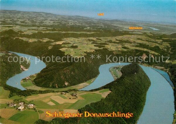 Haibach Muehlkreis Fliegeraufnahme Schlögener Donauschling