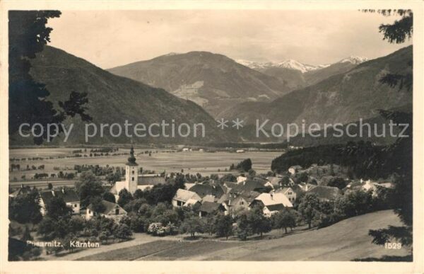 Pusarnitz Ortsansicht mit Kirche Alpenpanorama