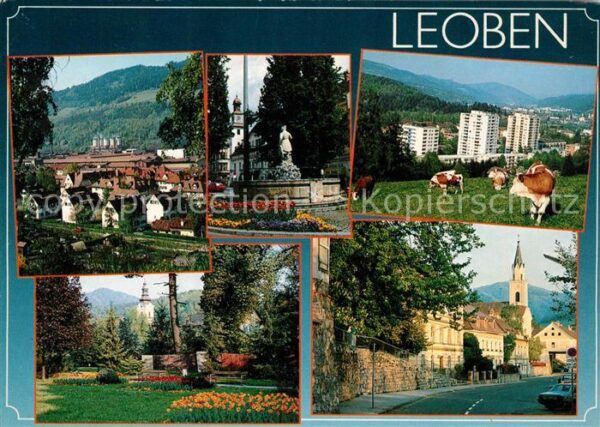 Leoben Teilansichten Brunnen Kirche Viehweide