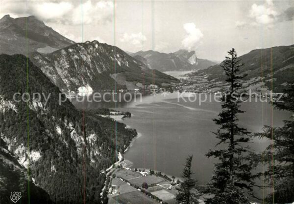 Attersee Panorama mit Unterach Mondsee Schafberg