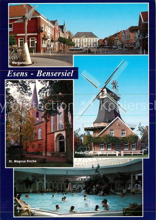 Bensersiel Marktplatz St Magnus Kirche Windmühle H