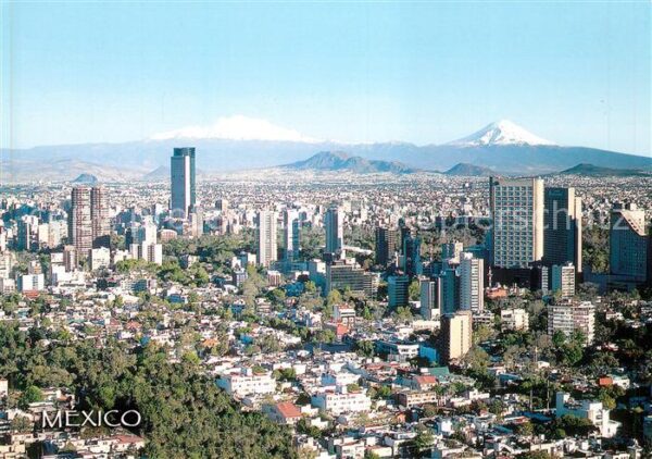 Ciudad de México Stadtpanorama Gebirge Vulkan Popocatepe